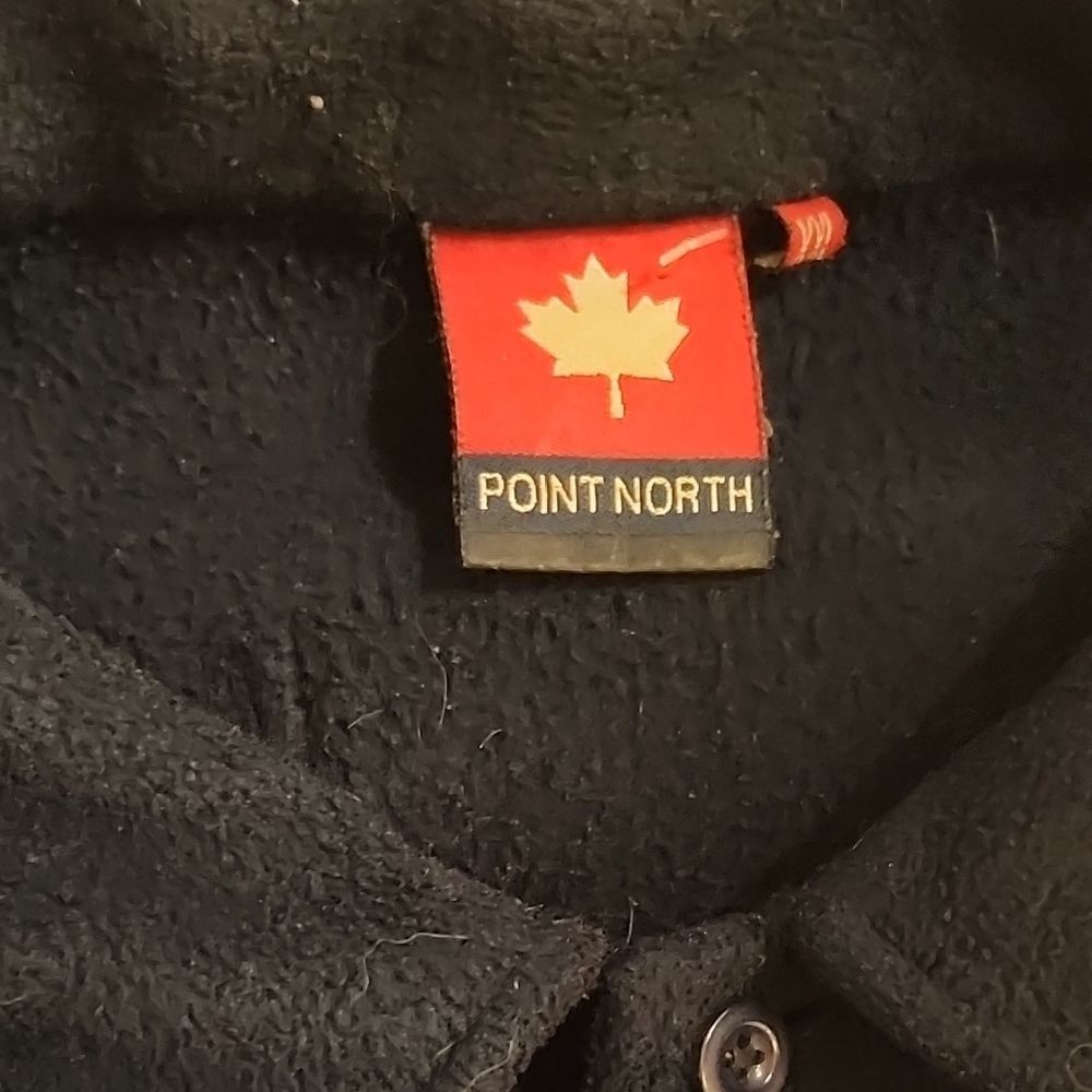 90s Rare Point North Black Fleece Shirt Vintage Beautiful Buttun Up - Picture 2 of 6